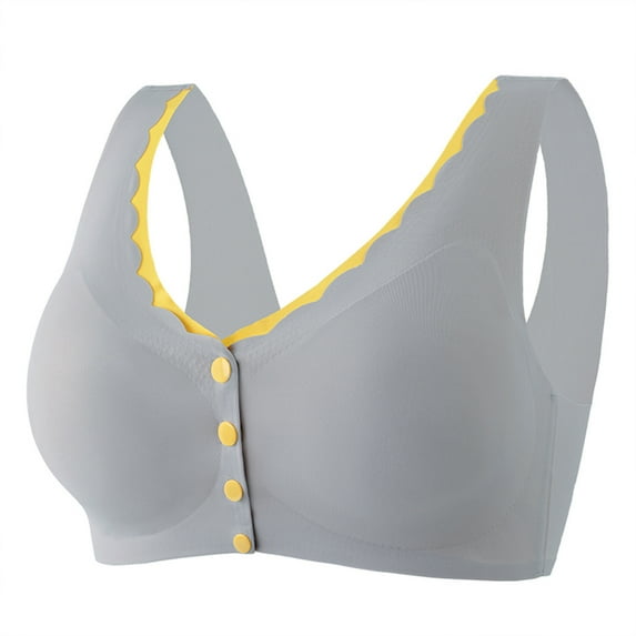 YYDGH Front Snaps Full Coverage Bras for Women Comfortable Easy Close Sports Bras Breathable Everyday Bras Underwear Dark Gray L