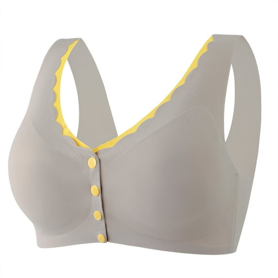 YYDGH Front Snaps Full Coverage Bras for Women Comfortable Easy Close Sports Bras Breathable Everyday Bras Underwear Gray XL