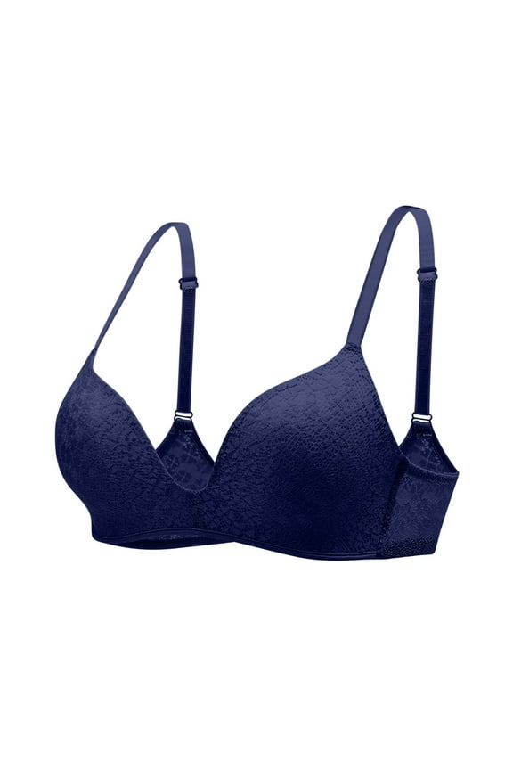 Full Figure Minimizer Bra for Women T Shirt Brasieres Underwire Lightly Lined Plus Size Push Up Padded Smoothing Full Coverage Bra Navy Blue L