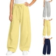 thumbnail image 1 of YYDGH Girls Wide Leg Sweatpants Drawstring Elastic Waist Adjustable Hem Loose Fit Athletic Pants for Kids Casual Trousers, 1 of 8