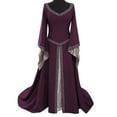 thumbnail image 1 of YYDGH Gothic Maxi Dress for Women Renaissance Medieval Costume Dress Long Sleeve Spring Dresses V-Neck Floor Length Dress Purple 4XL, 1 of 2