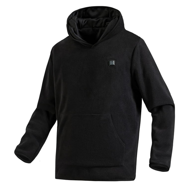 YYDGH Heated Hoodies for Men Hooded Sweatshirt with Pocket Warm Winter Pullover Jackets Solid Color Trendy Outwear Clothes with 3 Heating Zone