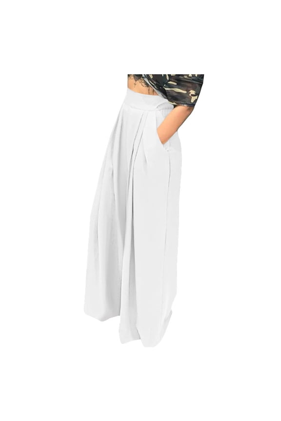 High Waisted Wide Leg Pants for Women Casual Flowy Long Loose Fit Palazzo Lounge Pants with Pockets 3XL