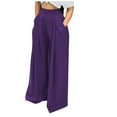 thumbnail image 1 of YYDGH High Waisted Wide Leg Pants for Women Casual Flowy Long Loose Fit Palazzo Lounge Pants with Pockets Purple XL, 1 of 6