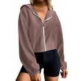 thumbnail image 1 of YYDGH Hoodies for Women Full Zip Up Cropped Sweatshirts Jackets Casual Comfy Gym Tops Fall Outfits Winter Clothes Coffee L, 1 of 8
