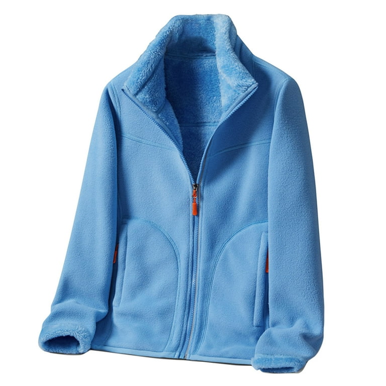 YYDGH Jackets for Womens Fleece Lined Full Zip Jacket Solid Color Casual Lightweight Outdoor Coats Fall Winter Clothes with Zipper Pockets Walmart