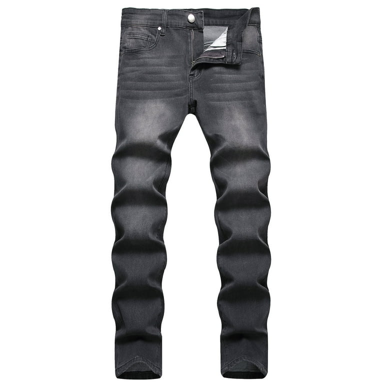 YYDGH Jeans for Men Slim fit Stretch Work Jeans Straight Leg Jeans Men's  Elastic Waist Lightweight Trousers with Pockets