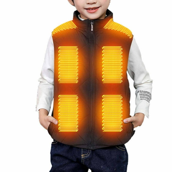 YYDGH Kids Heated Vest, USB Charging Lightweight Cotton Padded Heating Vest for Boys Girls Electric Jacket Body Warmer(Black,6-7 Years)