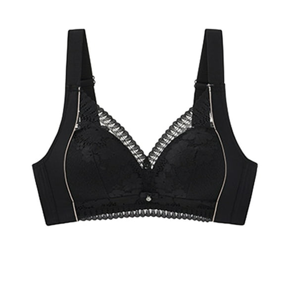 YYDGH Lace Bra for Women Soft Cups Padded Underwire Bra Comfortable Wireless Push Up Comfort Everyday Bra Black 42C