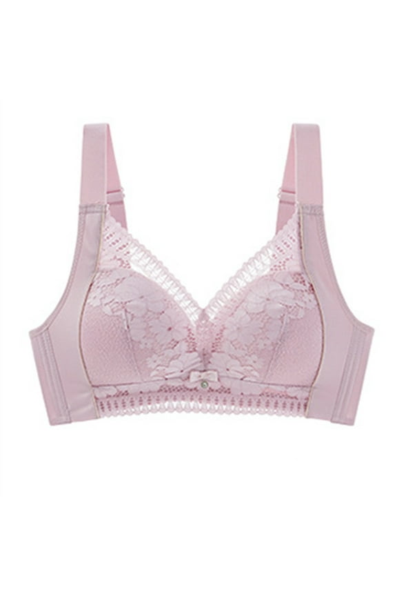 Lace Bra for Women Soft Cups Padded Underwire Bra Comfortable Wireless Push Up Comfort Everyday Bra Purple 44C