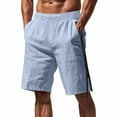 thumbnail image 1 of YYDGH Linen for Mens Summer Beach Bermuda Shorts Casual Comfy Loose Fit Workout Drawstring Waisted Side Zipper Shorts with Pockets, 1 of 8