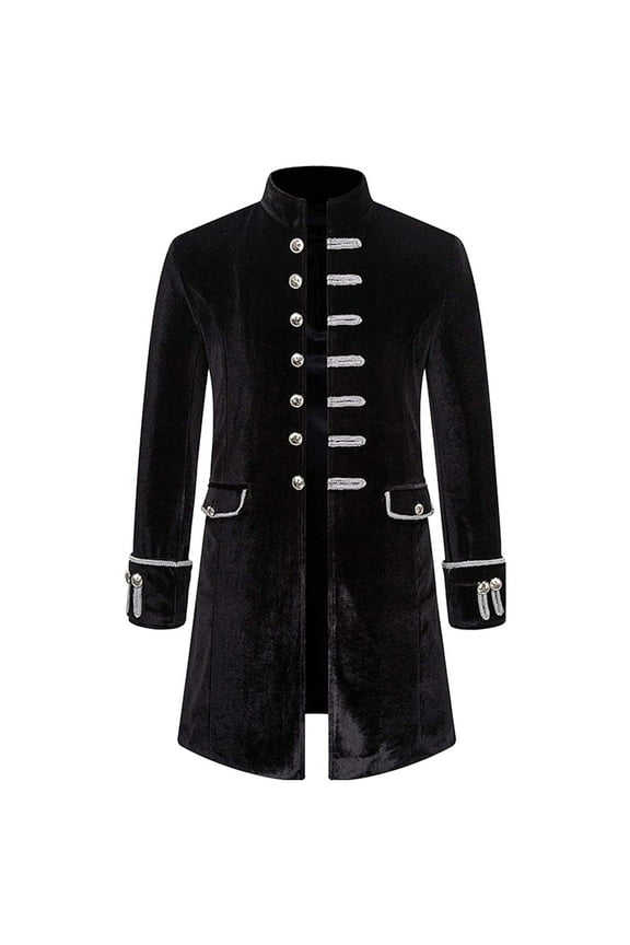Long Fancy Cardigan Fashion Gothic Coat Vintage Steampunk Men Button Tailcoat Jacket Frock Men's Coats & Jackets Black XL
