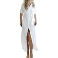 thumbnail image 1 of YYDGH Long Sleeve Button Down Shirt for Womens Casual Maxi Dress Side Split Long Kimonos Cardigans Swimsuit Fall Cover Ups Shirt Dress White S, 1 of 8