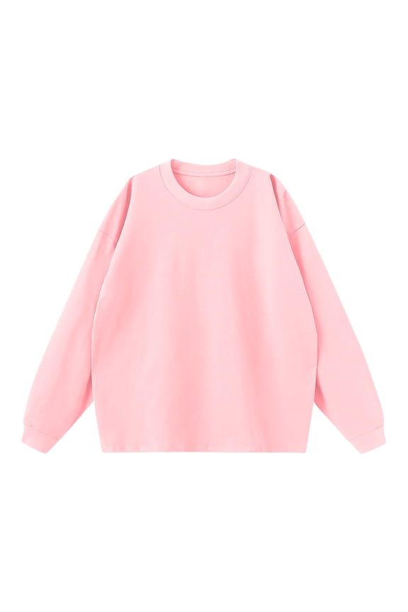 Long Sleeve Sweatshirt for Men Crew Neck Polyester Pullover Plain Shirt Casual Solid Color Loose Fit Fall Winter Tops