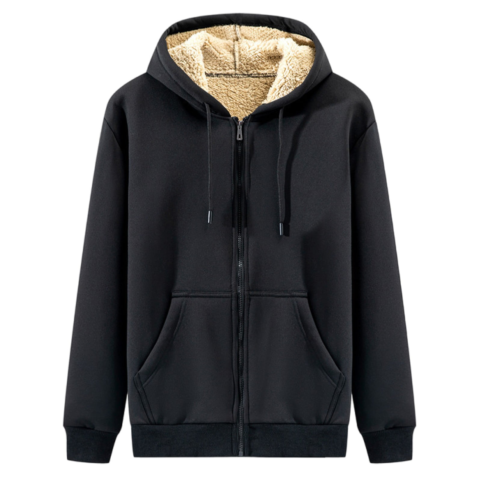 INDANSMER Men's Fleece Lined Plaid Hoodie - Full Zip Up Sherpa Jacket With Kangaroo Pocket, Thermal Sweatshirt