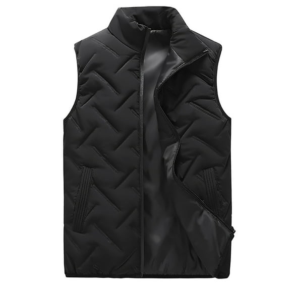 YYDGH Men Women Plus Size Padded Down Vest Quilted Vest Stand Collar Lightweight Zip Gilet Winter Casual Sports Outdoor Puffer Pockets Black M