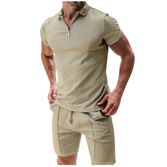 YYDGH Men's 2 Piece Short Sets Summer Suits Casual Beach Vacation Outfits Fashion Polo Shirts Short Sleeve and Shorts set