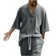 thumbnail image 1 of YYDGH Men's 2 Piece Shorts Outfits Casual Tracksuit V Neck Knit Tops and Drawstring Shorts Sets Summer Loungewear Suit, 1 of 6