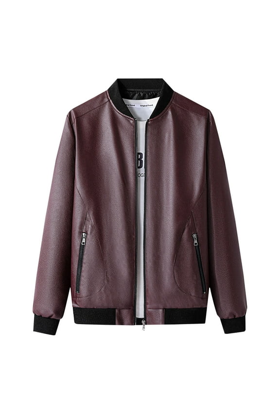 Men's Bomber Jacket Lightweight Casual Spring Fall Textured Jackets Baseball Varsity Coats with Pocket Dark Red M