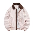 thumbnail image 1 of YYDGH Men's Bomber Jacket Lightweight Lapel Zip Up Windbreaker Casual Vintage Fall Coat with Pockets Pink 3XL, 1 of 3
