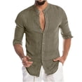 thumbnail image 1 of YYDGH Men's Button Down Long Sleeve Shirt Casual Classic Band Neck Untucked Shirt Regular Fit Solid Color Shirts, 1 of 6