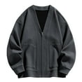 thumbnail image 1 of YYDGH Men's Cardigan Sweaters Full Zip V Neck Knitted Sweater Jacket Casual Solid Color Winter Warm Coats with Pockets Gray XXL, 1 of 5