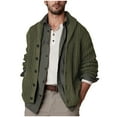 thumbnail image 1 of YYDGH Men's Cardigan Sweaters Shawl Collar Long Sleeve Open Front Knitted Sweater Capes Cable Knit Full Winter Coats Cardigans with Pockets Army Green L, 1 of 5