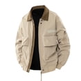thumbnail image 1 of YYDGH Men's Cargo Jackets Lapel Zip Up Aviator Jacket Windbreaker Casual Loose Fit Lightweight Coat Outerwear Khaki M, 1 of 9