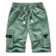 thumbnail image 1 of YYDGH Men's Cargo Shorts Fashion Drawstring Elastic Waist Casual Classic Cargo Stretch Shorts with Pockets Green M, 1 of 2