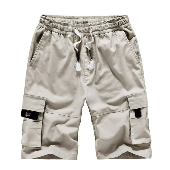 YYDGH Men's Cargo Shorts Fashion Drawstring Elastic Waist Casual Classic Cargo Stretch Shorts with Pockets White 4XL