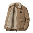 thumbnail image 1 of YYDGH Men's Casual Flannel Jacket Lightweight Corduroy Long Sleeve Full Zipper Outwear Winter Autumn Warm Sherpa Lined Coat Khaki 4XL, 1 of 4