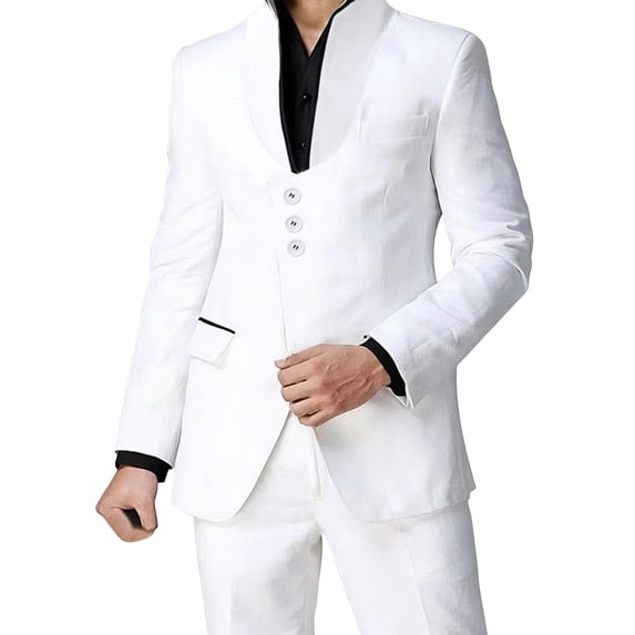 YYDGH Men's Casual Suit Blazer Jackets Stand Collar Single Breasted Blazers Slim Fit Business Sport Dress Coat White XXL
