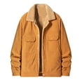 thumbnail image 1 of YYDGH Men's Corduroy Jacket Sherpa Fleece Lined Jackets Warm Winter Trucker Work Casual Hiking Coats Lapel Collar Button Down Jackets with Pockets Khaki 3XL, 1 of 4