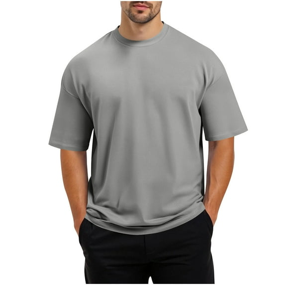 YYDGH Men's Cotton T-Shirt Crewneck Short Sleeve Tops Casual Loose Fit Solid Color Basic Tee Gym Workout Athletic Shirts