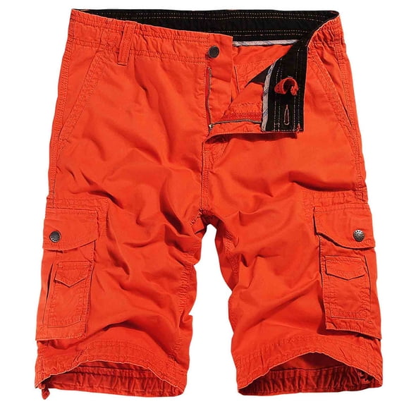 YYDGH Men's Cotton Twill Cargo Shorts Lightweight Multi Pocket Short Pants Classic Summer Casual Outdoor Shorts Orange 3XL