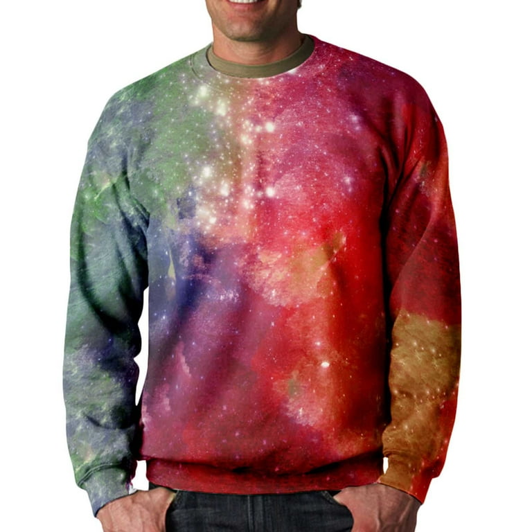 YYDGH Men's Crewneck Sweatshirt 3D Graffiti Graphic Printed Hip Hop Sweatshirt Hoodie Casual Loose Fit Pullover Tops(6#Hot Pink,XL)