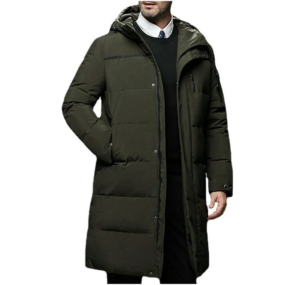 YYDGH Men's Extra Long Puffer Jacket Outerwear Winter Thicken Warm Coats Hooded Down Jackets Resistant Parka Cold Weather Army Green 4XL