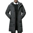 thumbnail image 1 of YYDGH Men's Extra Long Puffer Jacket Outerwear Winter Thicken Warm Coats Hooded Down Jackets Resistant Parka Cold Weather Gray M, 1 of 6