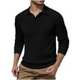 thumbnail image 1 of YYDGH Men's Fashion Polo Shirts Cotton Classic Long Sleeve Thermal Button Shirt Solid Color Casual Dressy Regular Fit Pullover Shirt, 1 of 1