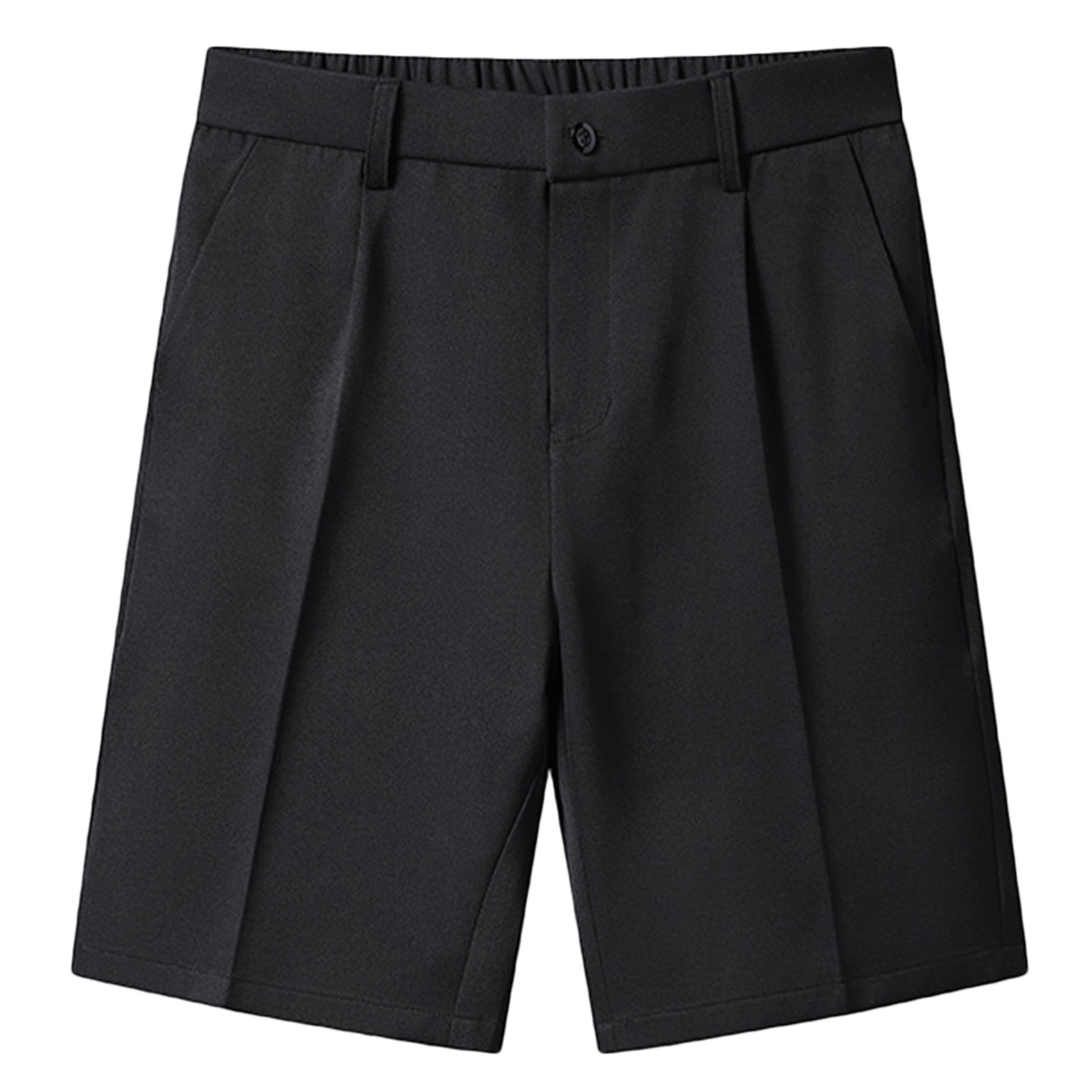 pleated dress shorts men YYDGH Men's Flat Front Pleat Dress Shorts for Golf Casual and Formal Wear  Black XL