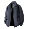 thumbnail image 1 of YYDGH Men's Fleece Full Zip Jacket Long Sleeve Warm Winter Coat Casual Lightweight Outerwear with Zip Pocket Dark Gray 5XL, 1 of 3