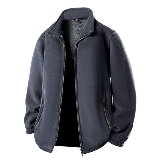 YYDGH Men's Fleece Full Zip Jacket Long Sleeve Warm Winter Coat Casual Lightweight Outerwear with Zip Pocket Dark Gray 7XL