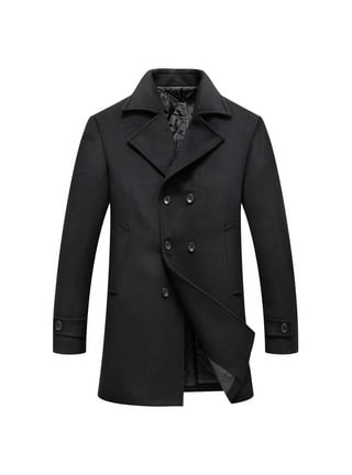 Black Leather Trench Coat Mens Full Length,Leather Duster Coat Long Warm  Winter Overcoat for Men