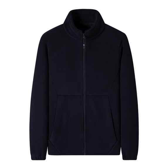 YYDGH Men's Full Zip Fleece Jacket Warm Soft Polar Long Sleeve Jackets Casual Lightweight Hiking Winter Coat with Pockets Black XL