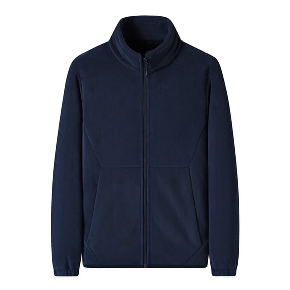 YYDGH Men's Full Zip Fleece Jacket Warm Soft Polar Long Sleeve Jackets Casual Lightweight Hiking Winter Coat with Pockets Navy Blue 4XL