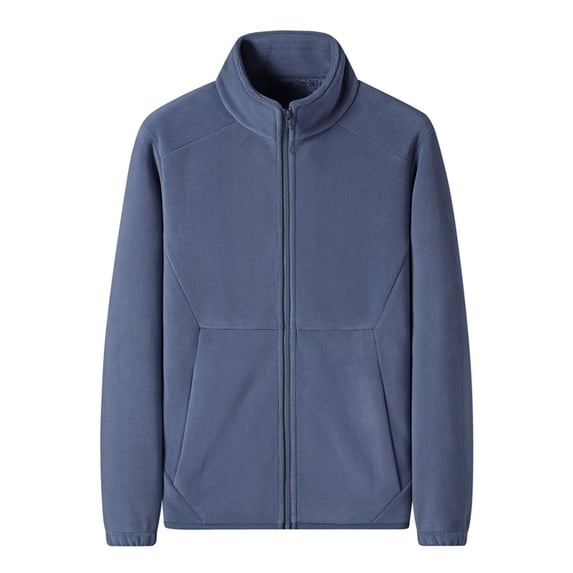 YYDGH Men's Full Zip Fleece Jacket Warm Soft Polar Long Sleeve Jackets Casual Lightweight Hiking Winter Coat with Pockets Sky Blue 5XL