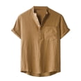 thumbnail image 1 of YYDGH Men's Hawaiian Color Block Shirt Short Sleeve Button Down Shirts Casual Casual Summer Beach Shirt Brown L, 1 of 9