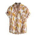 thumbnail image 1 of YYDGH Men's Hawaiian Color Block Shirt Short Sleeve Button Down Shirts Casual Casual Summer Beach Shirt Yellow XL, 1 of 9