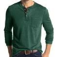 thumbnail image 1 of YYDGH Men's Henley Shirts Cotton Casual Long Sleeve Button T Shirt with Pocket Solid Color Regular Fit Pullover Sweatshirt, 1 of 7
