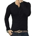 thumbnail image 1 of YYDGH Men's Henley Shirts Long Sleeve Basic Cotton Pullover T Shirt Casual Solid Color Slim Fit Lightweight Button Tops, 1 of 4